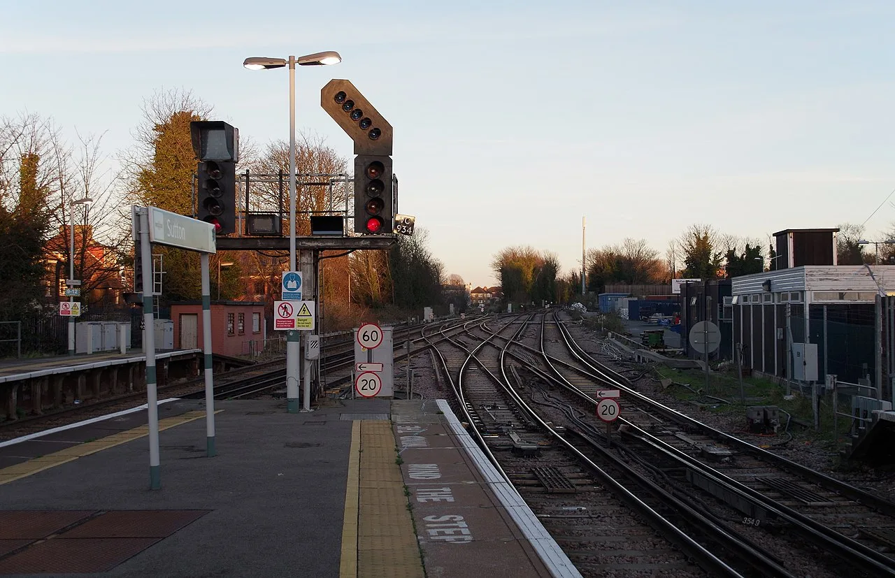 Looking along the platforms at Sutton station
